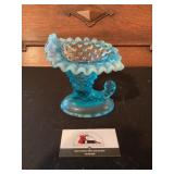 Blue Fenton hobnail vase