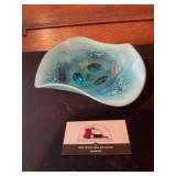 Blue Fenton glass dish