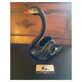 Black glass swan  vase