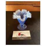 Blue glass hobnail vase