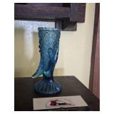 Duncan and Sons Ice Blue Cornucopia Hand Vase