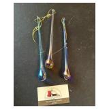 Vintage iridescent blown glass tear drop ornaments