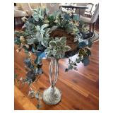 Metal plant stand and artificial flowers