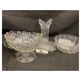 Glass vase and dishes