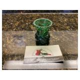 Vintage green glass mini vase