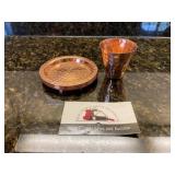 Copper coasters and shot glass