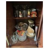 Holiday decor, glassware and misc