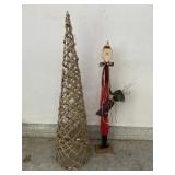 Wood Santa and Metal Tree