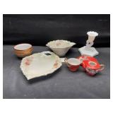 Tea set marked Japan, milk glass and misc