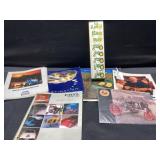 Various toy, tractor, manuals, magazines,