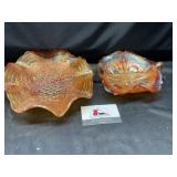 Marigold carnival glass dishes