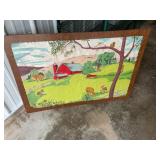 Painted canvas on plywood