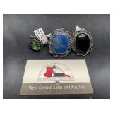 Size 7 Peridot, Lapis, Black Onyx Rings