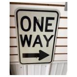 One way metal sign