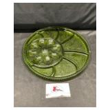 Vintage green glass egg platter