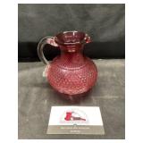 Cranberry hobnail small pitcher