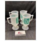 Vintage milk glass turquoise rooster pattern