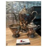 Carafe, cream, sugar marked Rogers & Bro