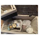 Sewing misc in wicker box