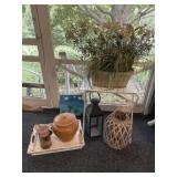 Lanterns, fake florals, decor