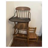 Antique high chair and small chair