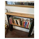 Primitive stand with can opener and cookbooks