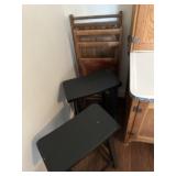 Bar stools and wooden chairs