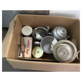 Carafes, misc metal wares, maple saps sign