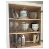 Cabinet contents, glasses, bowls, miscellaneous
