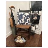 Chair, decor, stand, umbrellas, misc