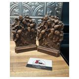 Hand carved wooden book ends