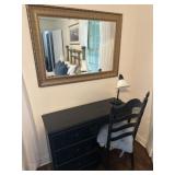 Mirror, desk, lamp