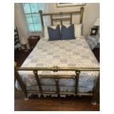 Vintage queen size brass bedframe with mattress