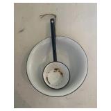Enamel bowl and spicket