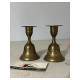 Vintage brass bell candle stick holders