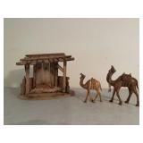 Wooden nativity scene