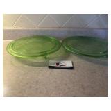 Green glass platters