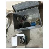 Galvanized box with miscellaneous fishing items