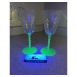 Uranium stem wine glasses
