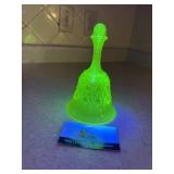 Fenton green glass daisy button bell- no dinger