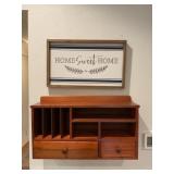 Wooden wall, organizer, and home suite home sign