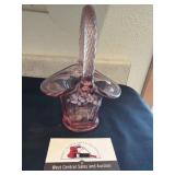Fenton glass hand painted basket