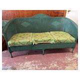 Green wicker bench
