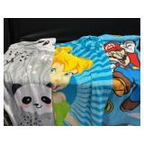 Mario, panda and tinker bell blankets
