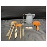 Enamel Pitcher, Wooden Kitchen Ware