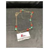 Turquoise died howlite glass bead necklace