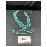 Turquoise howlite necklace, and earrings