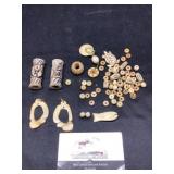 Bone-carved beads and pendant