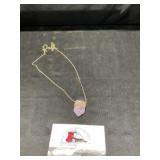 Amethyst crystal point necklace, broken chain
