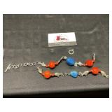 Agate and bluestone bead necklace